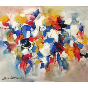 Mashkoor Raza, 30 x 36 Inch, Oil on Canvas, Abstract Painting, AC-MR-590
